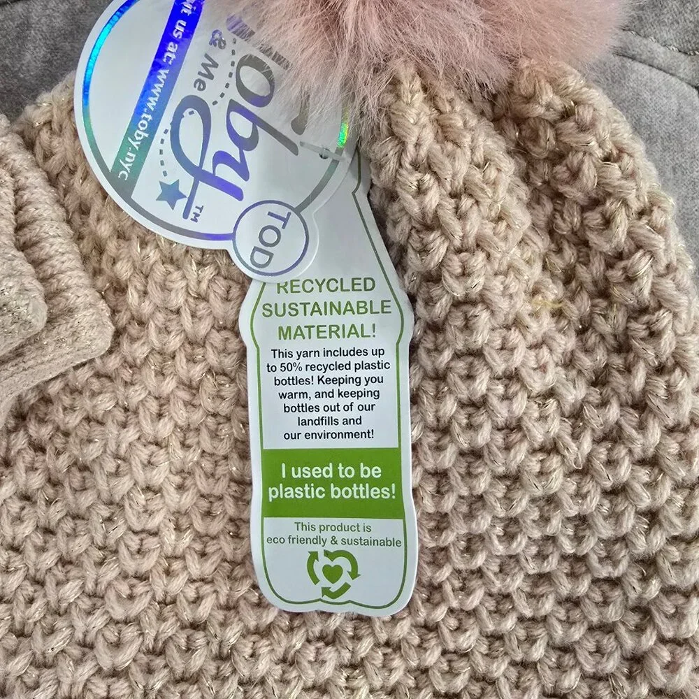 NWT Toby & Me Toddler Pom Hat and Mitten Set